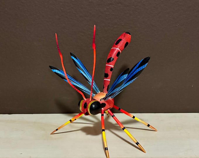 Alebrije Dragonfly Handcrafted Wood Carving by Zeny Fuentes & Reyna Piña from Oaxaca, Mexico.