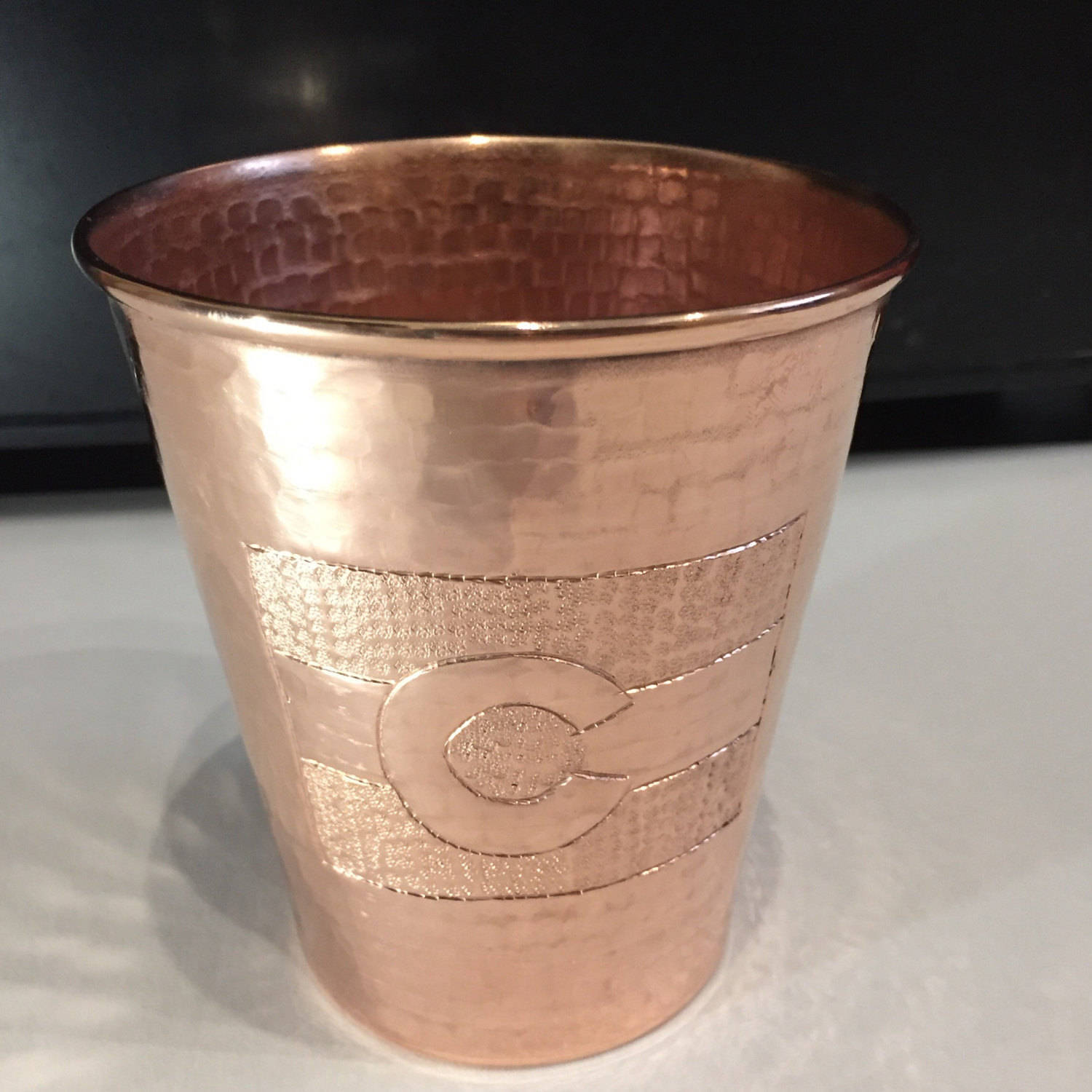 2pack 18 oz. Moscow Mule Hammered Copper Tumblers w/ Colorado Flag