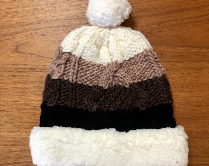 Hand Knitted Wool Winter Hat with fleece lining from Otavalo, Ecuador.