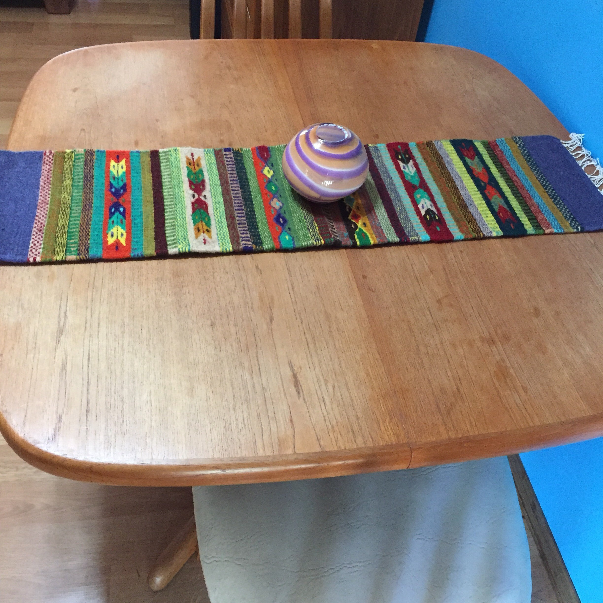 Zapotec hand woven merino wool table runner 38 x 10