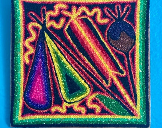 Huichol Yarn Art Nierika (4” x 4”) from Nayarit, Mexico