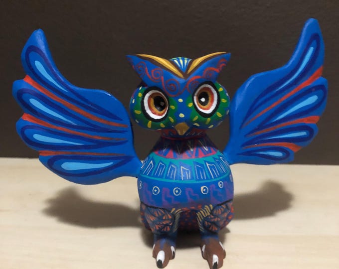 Hand Carved Wood Alebrije Owl by Zeny Fuentes and Reyna Pina