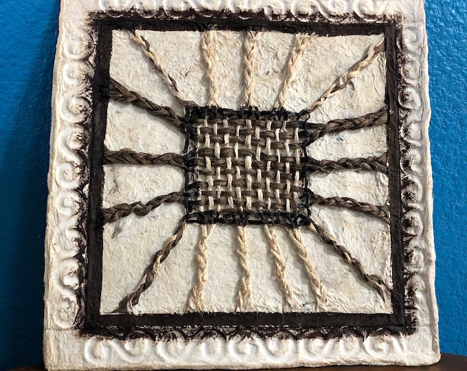 Handmade Amate Paper Wall Art from Mexico (8” x 8”)