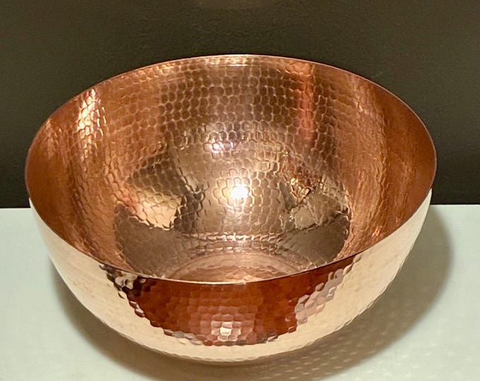 11 1/2" Diameter Handcrafted Hammered Copper Mixing Bowl