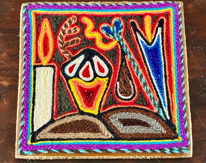 Huichol Yarn Art Nierika (4” x 4”) from Nayarit, Mexico