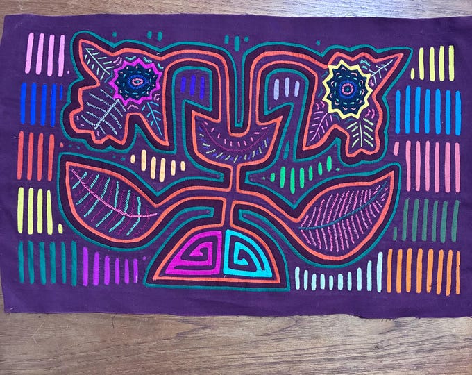 Authentic Guna (Kuna) Mola Textile Art Panel - Hand-Stitched Reverse Appliqué