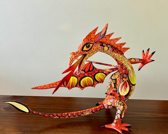 Hand Carved Wood Alebrije Dragon by Esperanza Martinez