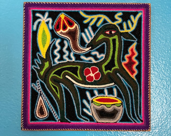 Huichol Yarn Art Nierika (7.9” x 7.9”) from Nayarit, Mexico