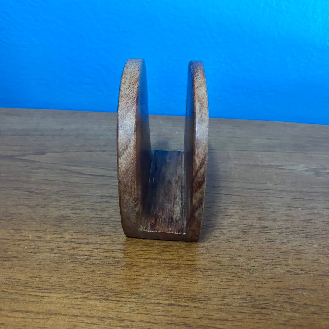 Hand carved wood napkin holder made with Guamuchil wood from Mexico