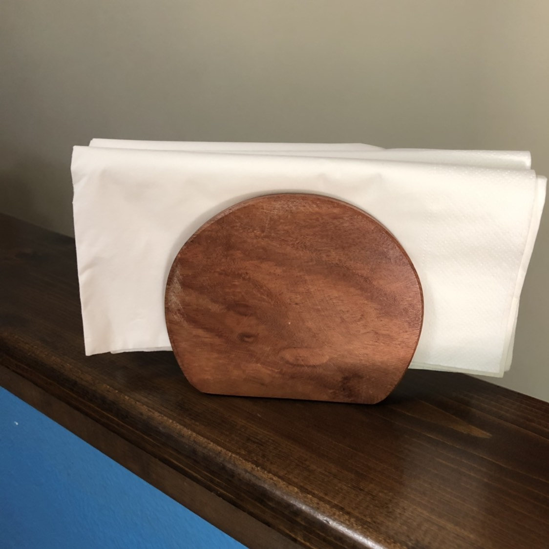 Hand carved wood napkin holder made with Guamuchil wood from Mexico