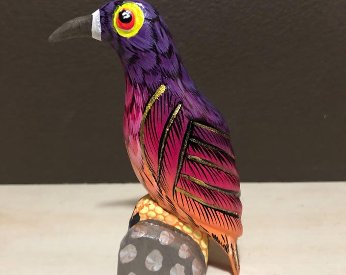Hand-Carved Wood Alebrije Bird by Esperanza Martinez from Oaxaca, Mexico