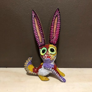 Alebrije Rabbit Wood Carving by Esperanza Martinez from Oaxaca, Mexico.