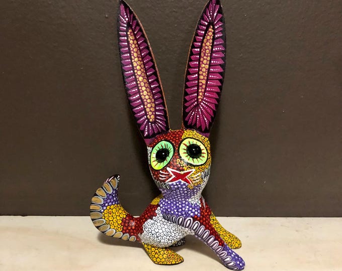 Alebrije Rabbit Wood Carving by Esperanza Martinez from Oaxaca, Mexico.