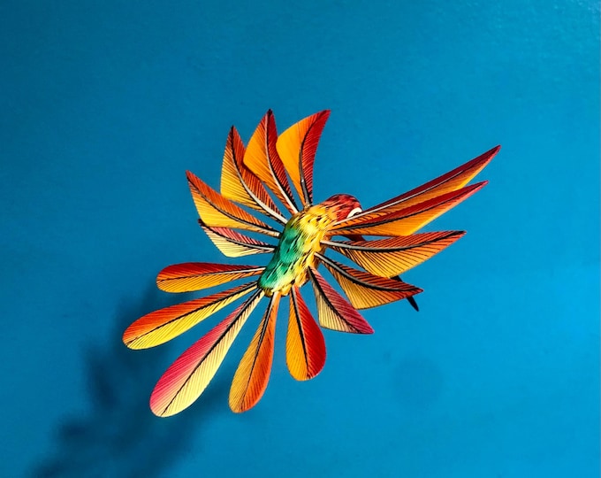 Alebrije Multicolored Hummingbird by Zeny Fuentes & Reyna Piña from Oaxaca, .