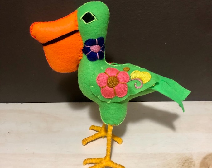 Hand Sewn Stuffed Animal Pelican Plush Toy