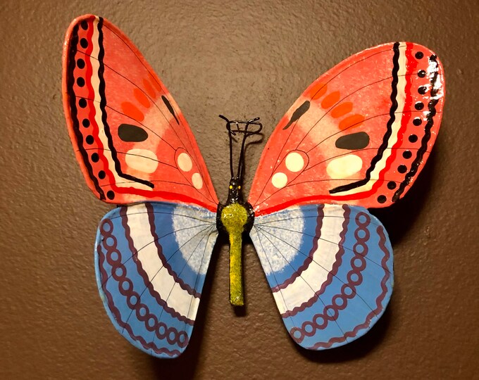 Extra Large Paper Maché Butterfly Wall Ornament from Izamal, Yucatán, Mexico