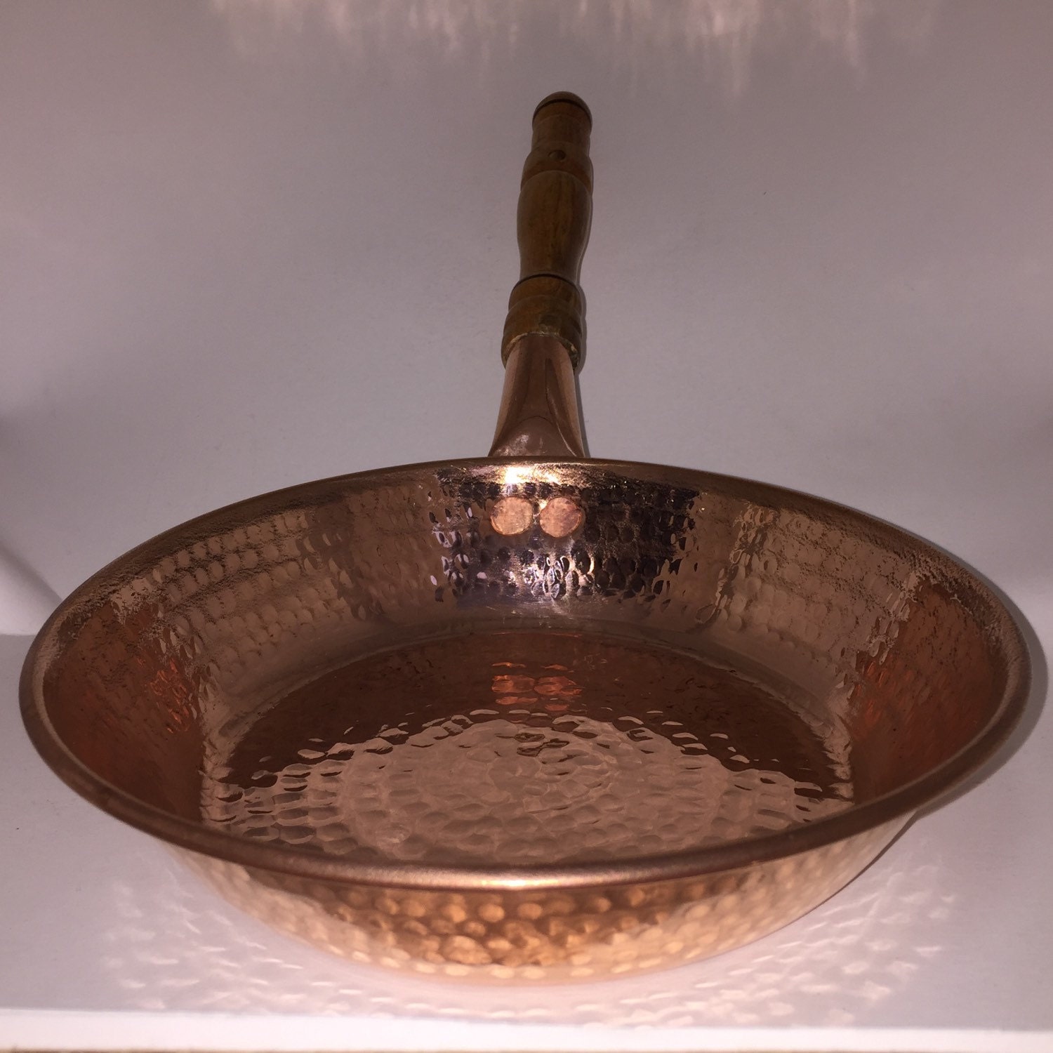Hammered Copper 8 frying pan with wood handle