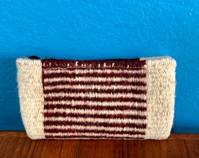 Zapotec hand woven merino wool wallet / change purse with zipper approx. 5 1/2” x 3”