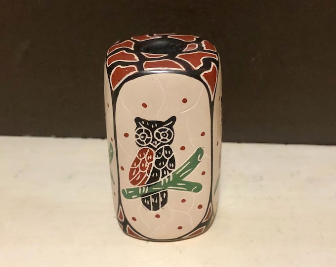 Mata Ortiz Ceramic Olla with Owls by Brenda Zubia H. (Chihuahua, Mexico)