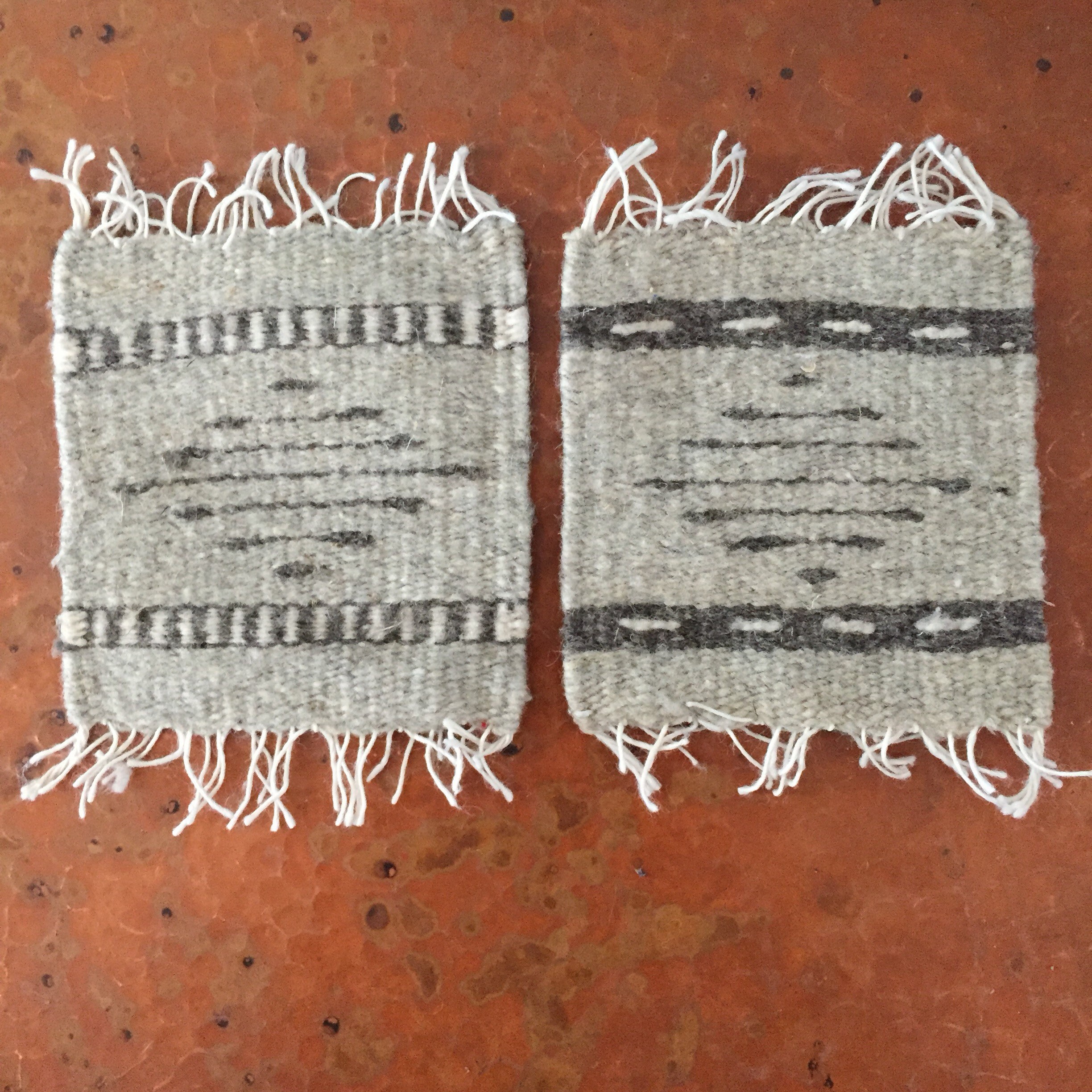 Zapotec hand woven merino wool coasters set of two (5 1/2 x 5)