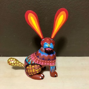 Alebrije Rabbit Handcrafted Wood Carving by Zeny Fuentes & Reyna Pina from Oaxaca, Mexico.