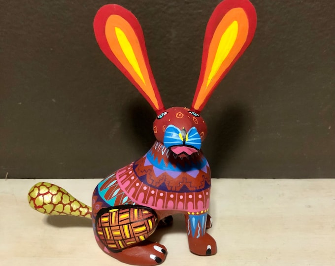 Alebrije Rabbit Handcrafted Wood Carving by Zeny Fuentes & Reyna Pina from Oaxaca, Mexico.