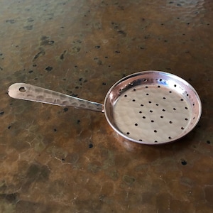 Hand hammered pure copper cocktail julep strainer