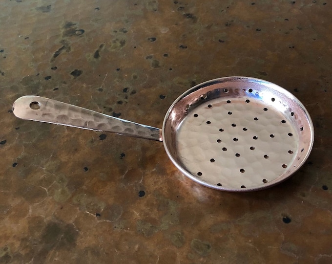 Hand hammered pure copper cocktail julep strainer