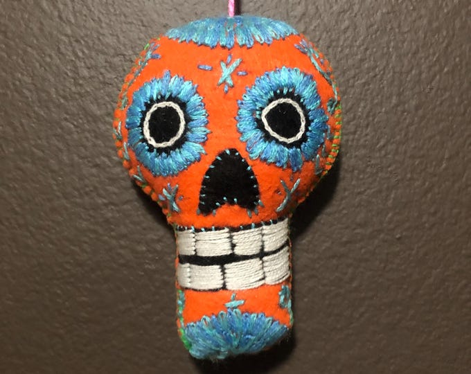 Hand Sewn Stuffed Calavera Plush Toy Hanging Ornament
