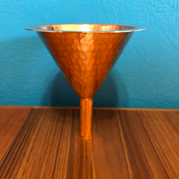 Handcrafted pure hammered copper funnel