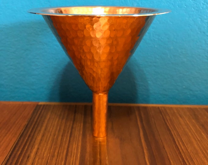 Handcrafted pure hammered copper funnel