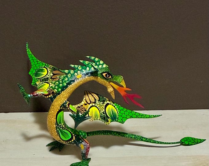 Hand Carved Wood Alebrije Dragon by Esperanza Martinez