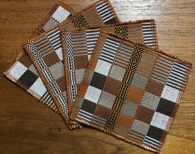 Handwoven Cotton Coasters (set of four) from Otavalo, Ecuador- 5.25” x 5.25”