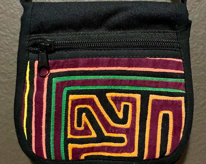 Kuna Mola Art Design Crossbody Phone Purse Handbag Handcrafted in Colombia