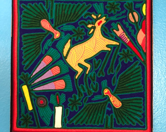 Huichol Yarn Painting from Nayarit, Mexico (11.75” x 11.75”)