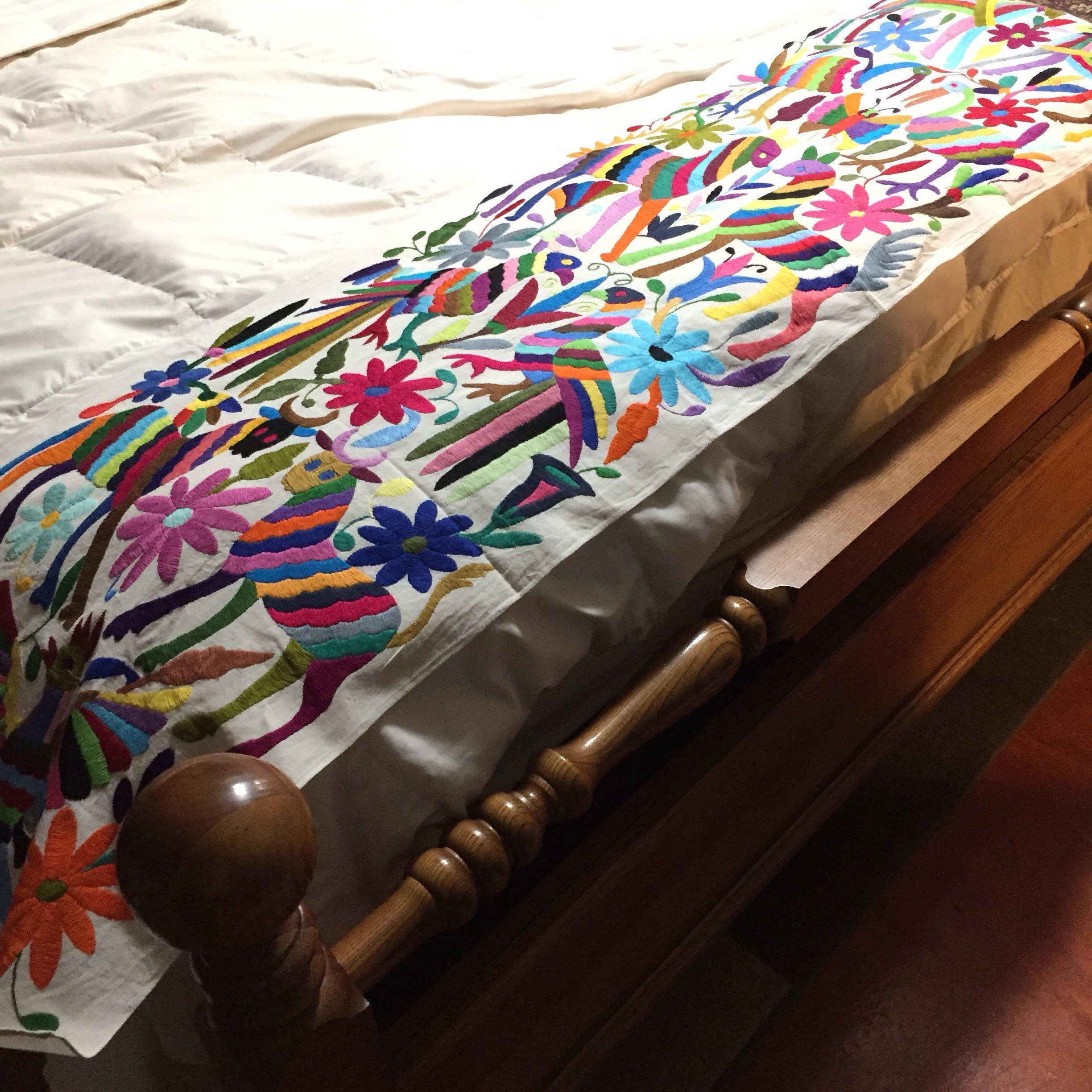Otomi Hand Embroidered Table Runner Multicolor