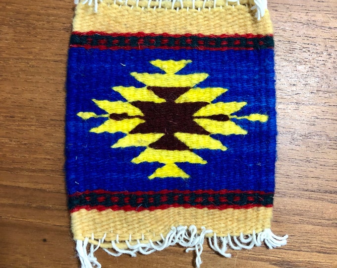 Zapotec hand woven merino wool coaster (4.75” x 5.5”)