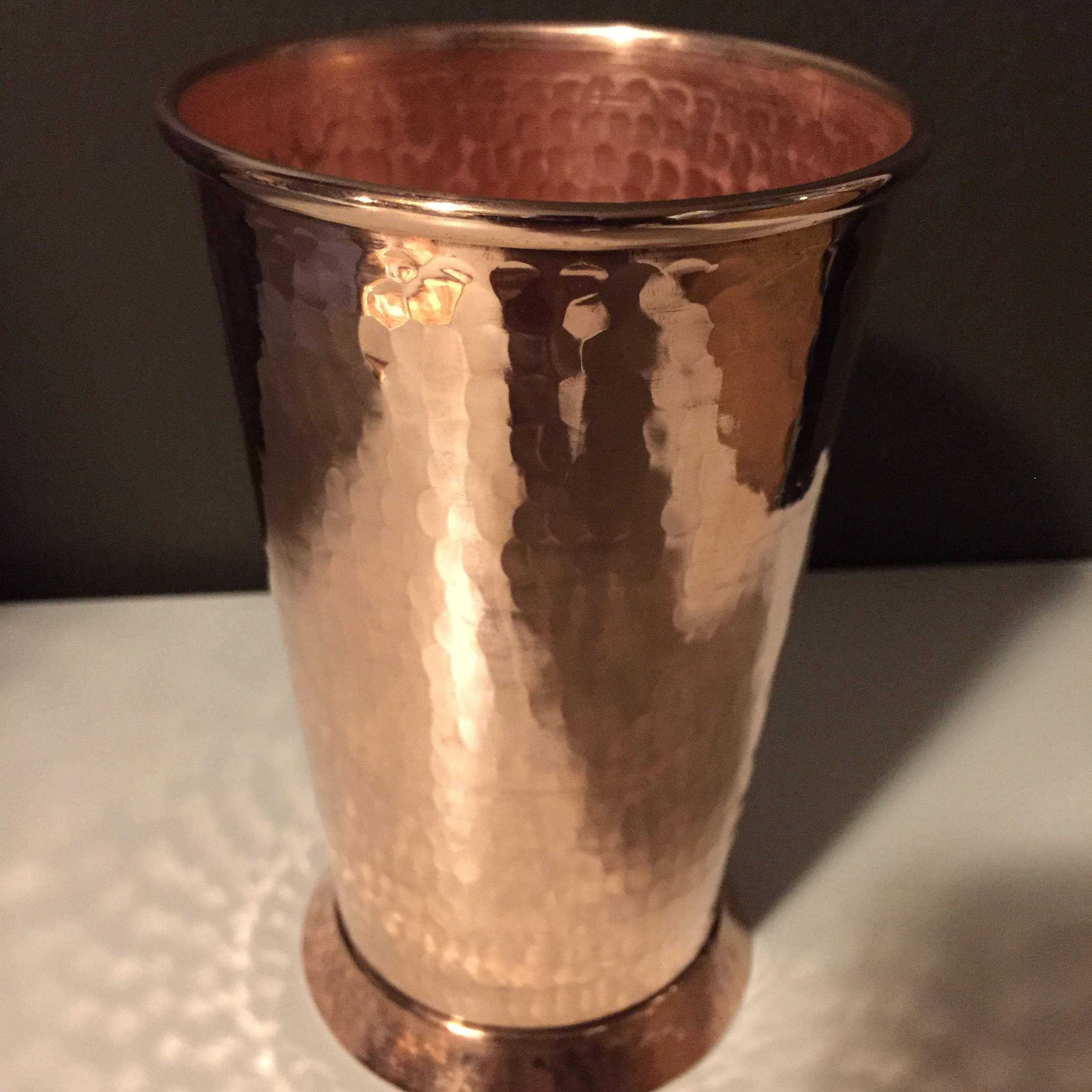 18oz Moscow Mule Hammered Copper Tumbler, tapered w/ pedestal base