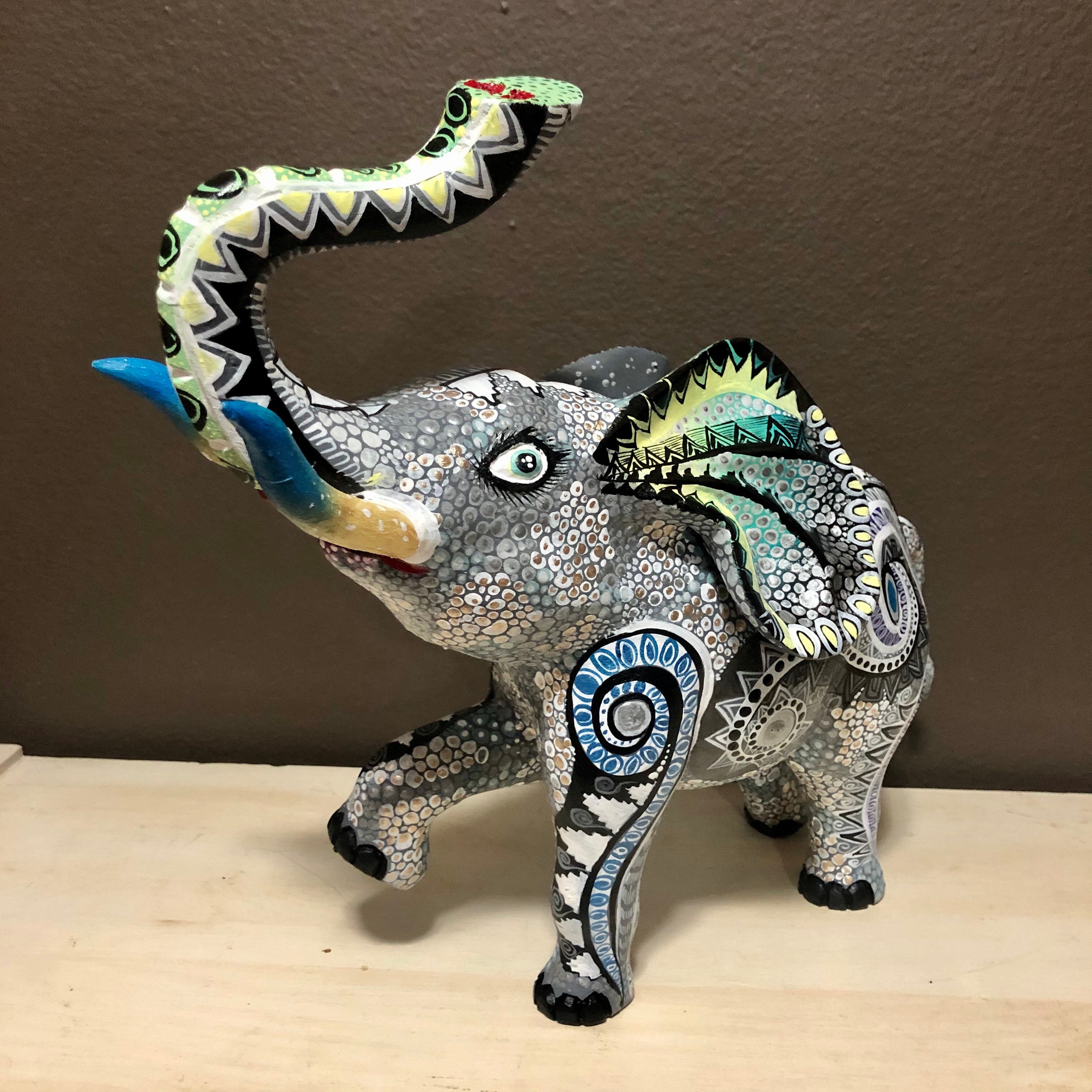 Handcrafted Alebrije Elephant Woodcarving from Oaxaca, Mexico