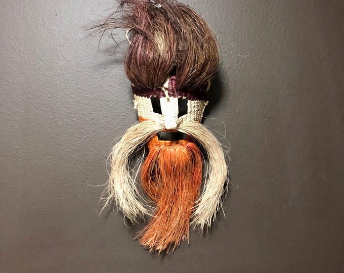 Handmade Indigenous Straw Wall Mask from Mexico