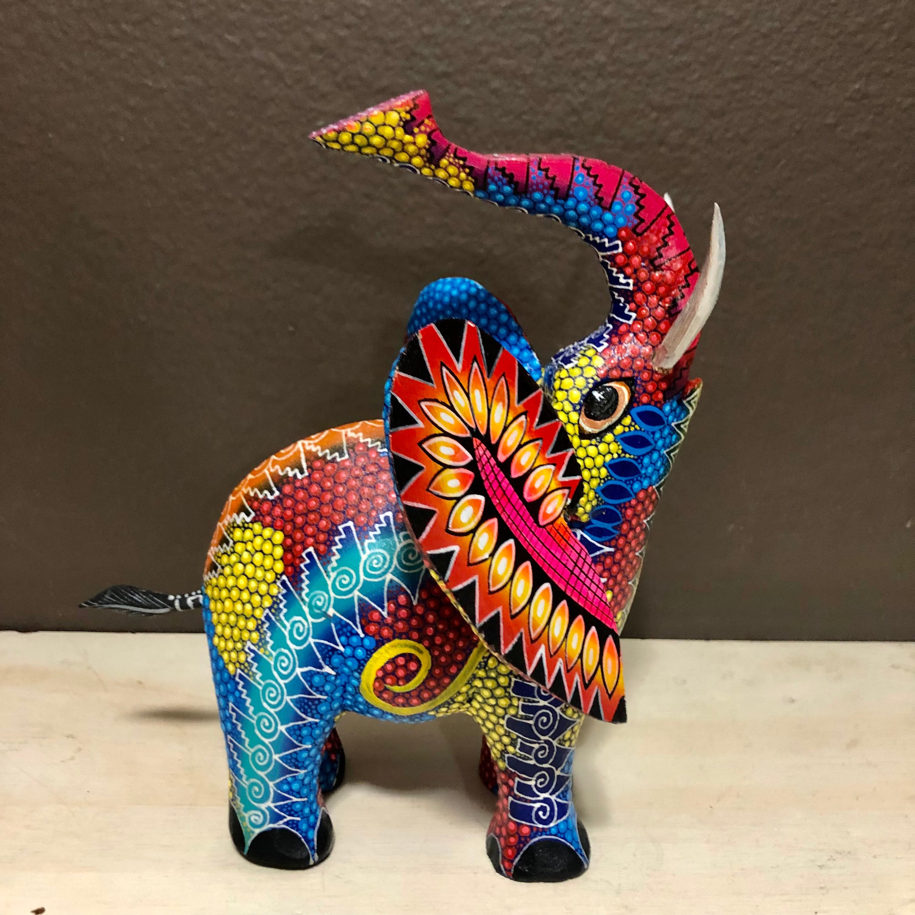 Handcrafted Alebrije Elephant Woodcarving by Esperanza and Roberto