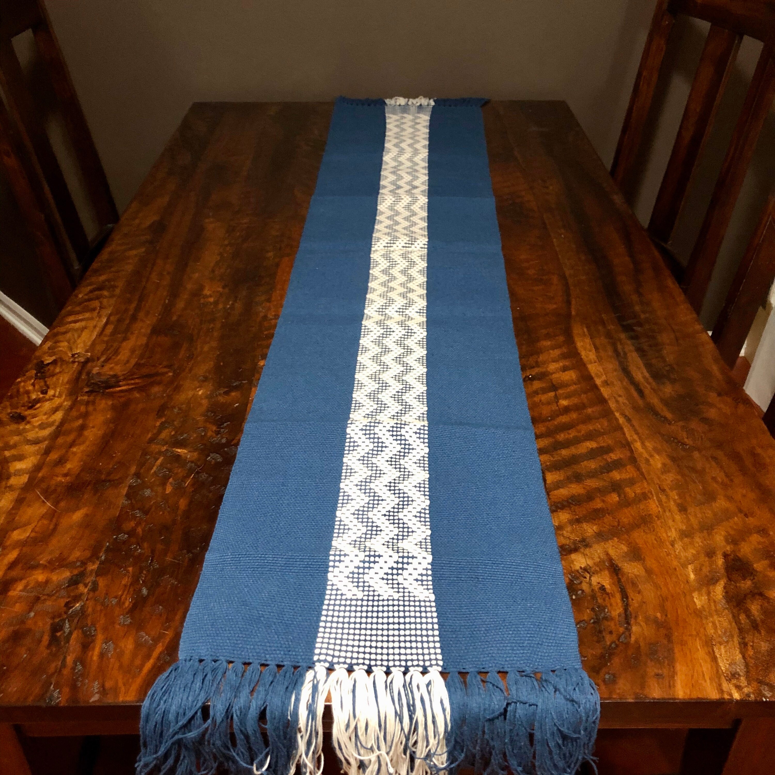 Handwoven Zapotec cotton table runner / bed runner approx. 72” x 14” (l