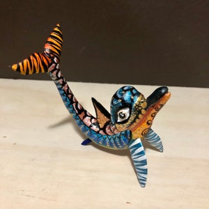 Alebrije Dolphin Wood Carving by Esperanza Martinez from Oaxaca, Mexico.