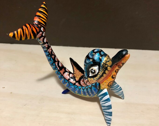 Alebrije Dolphin Wood Carving by Esperanza Martinez from Oaxaca, Mexico.