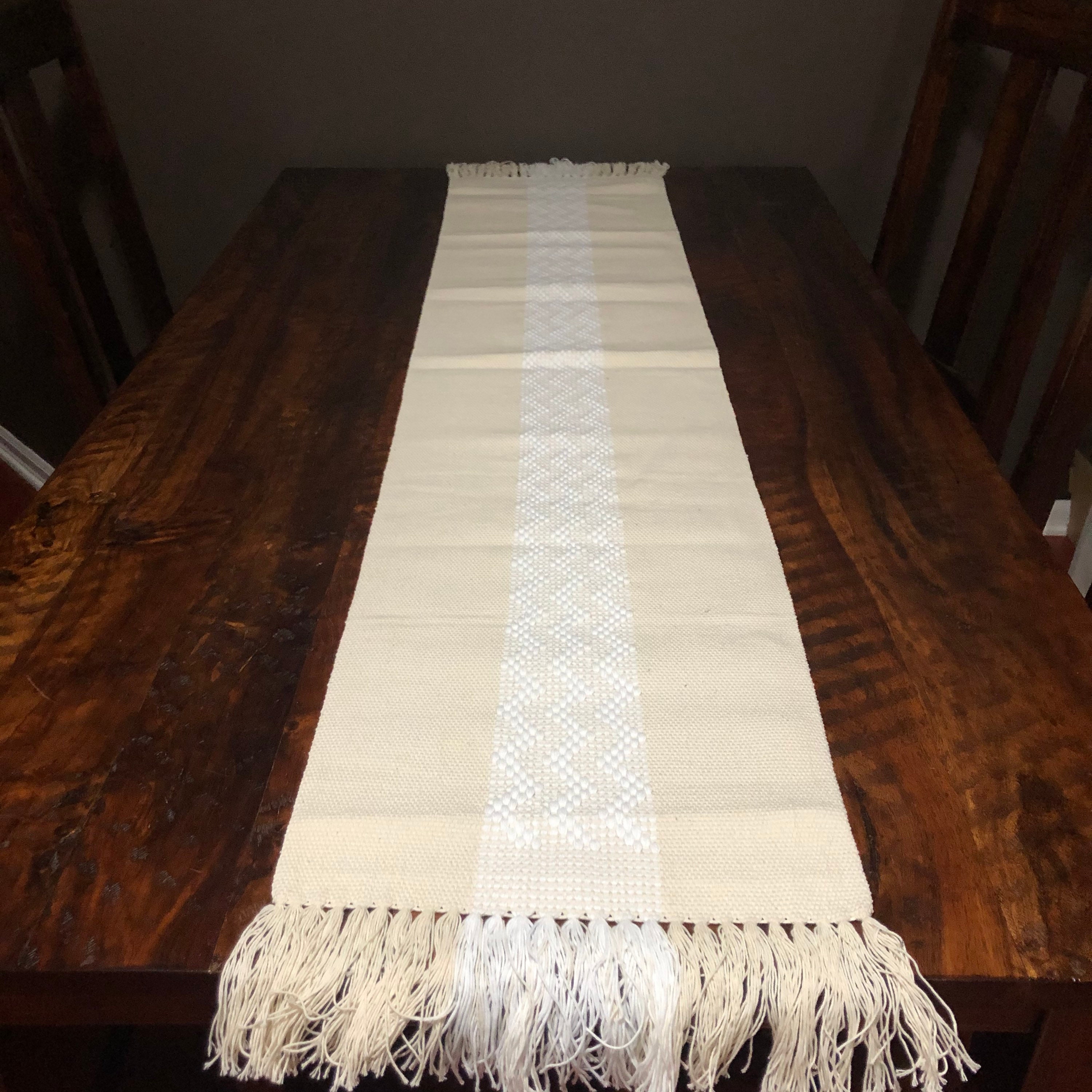Handwoven Zapotec cotton table runner / bed runner approx. 72” x 14” (l