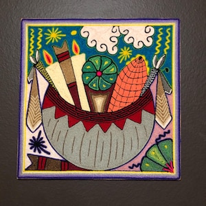 Huichol Yarn Art Nierika (11.75” x 11.75”) from Nayarit, Mexico