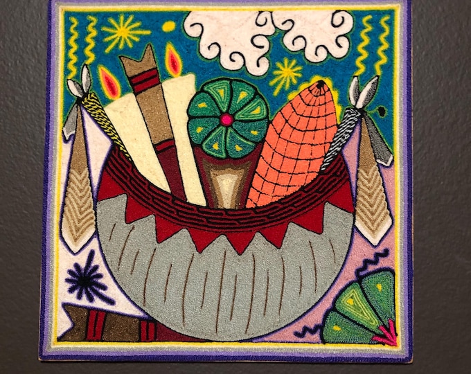 Huichol Yarn Art Nierika (11.75” x 11.75”) from Nayarit, Mexico