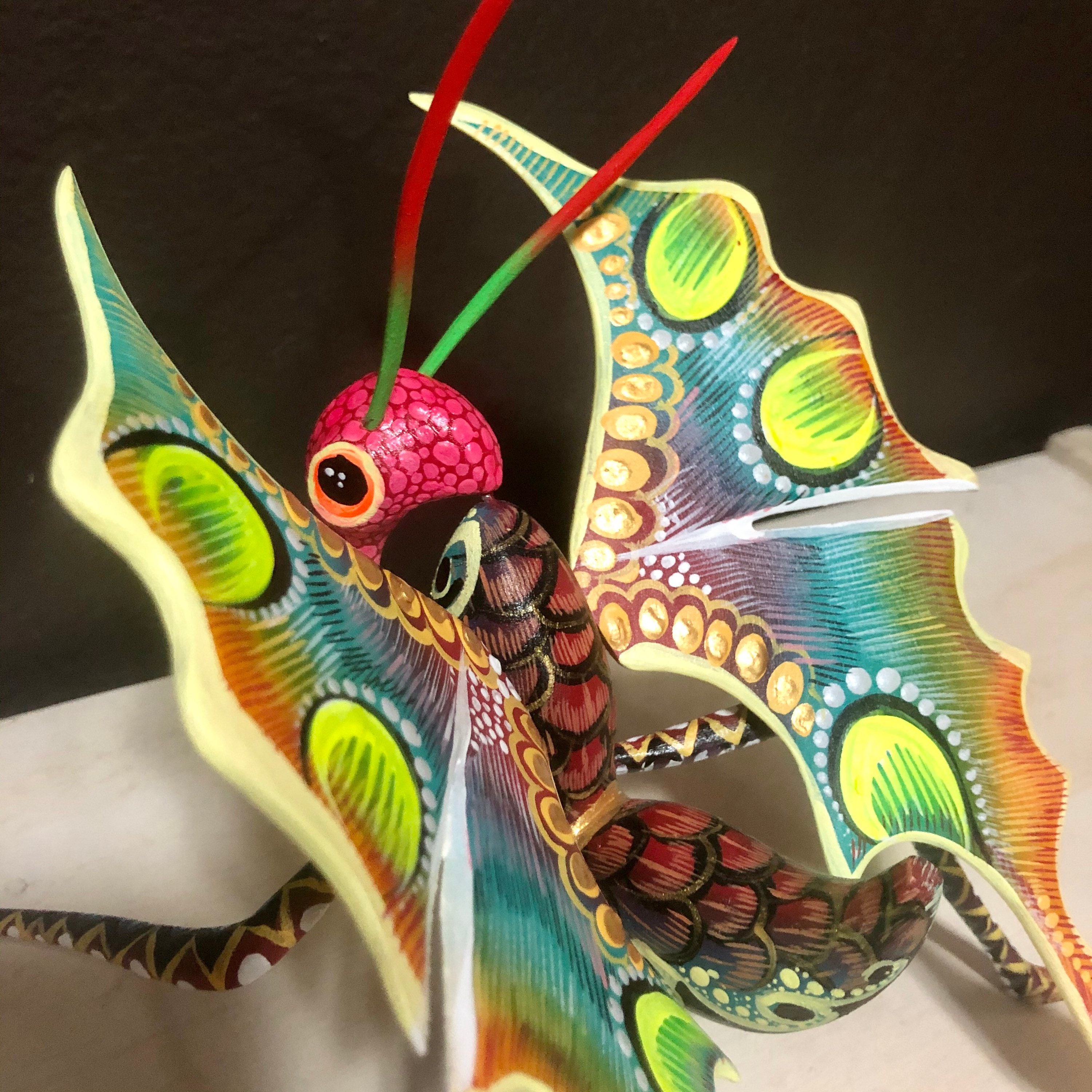 Alebrije Butterfly Wood Carving by Roberto and Esperanza Martinez from