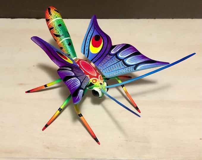 Alebrije Butterfly Handcrafted Wood Carving by Zeny Fuentes & Reyna Piña from Oaxaca, Mexico.