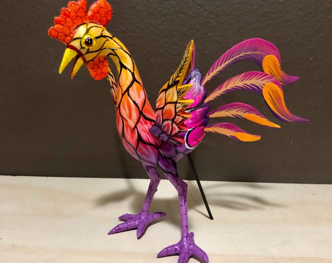 Alebrije Rooster Wood Carving by Esperanza Martinez from Oaxaca, Mexico.
